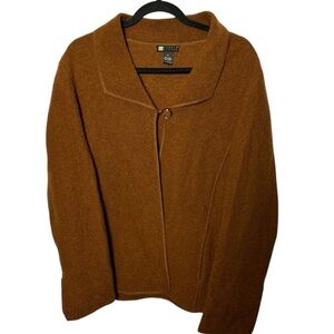 Carole Little 100% Wool Lagenlook Rustic one button Jacket brown size medium